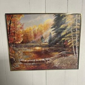 Autumn Forest Landscape Print with Deer